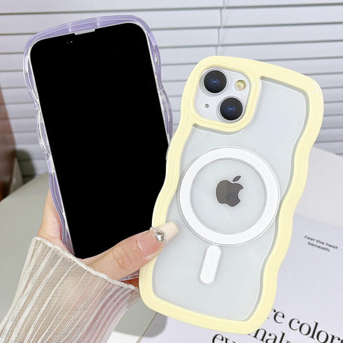 Compatible for iPhone 15 Plus Case Magsafe, Wave Phone Case Cute Water Ripple Candy Colors Frame Shockproof for iPhone 15 Plus Phone Case for Wome...