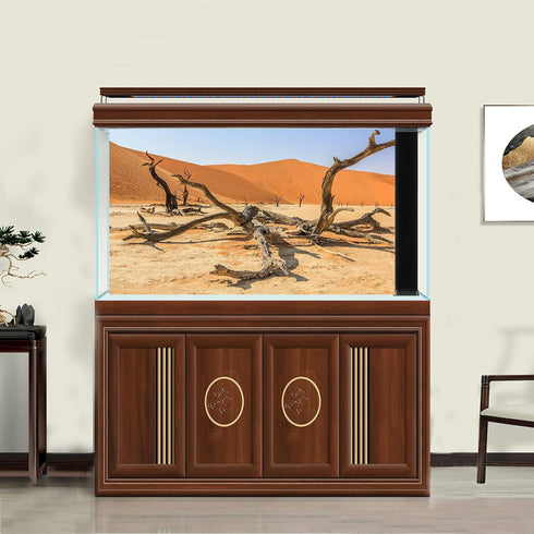 Sun and Desert Terrarium Background Blue Orange Sand Reptile Habitat Background Amazing Dead Tree Aquarium Decor Background Durable Polyester Viny...