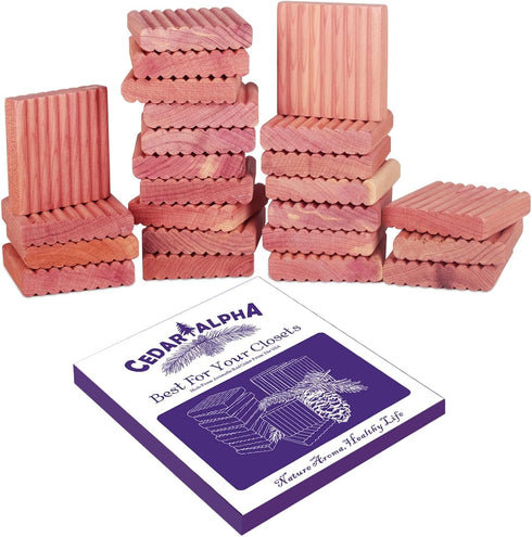 18 Pack, 2.75" Cedar Blocks for Clothes Storage, Aromatic Cedar Balls Rings Hangers Clothes Protector, Storage Accessories Closets & Drawers Fresh...