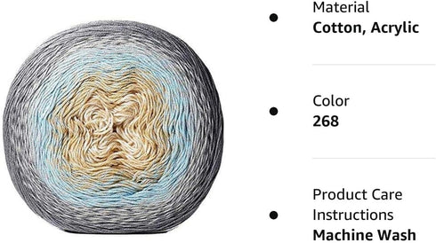 Cotton Yarn Rainbow 55% Cotton 45% Acrylic 250gr 1094yds Multicolor Crochet Yarn Spring Summer 2 Sport (268)...