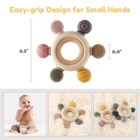 Baby Teething Toys for 0-6 6-12 Months, BPA Free Baby Teether Sensory Toys for Babies 0 3 6 9 12 18 Months, Newborn Infant Toys Gifts for 1 One Ye...