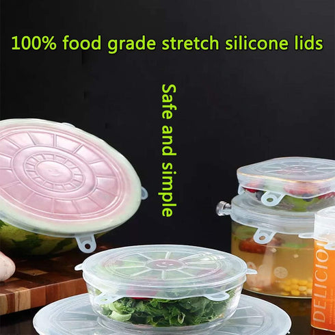 Silicone Stretch Lids Set Of 12 Elastic Reusable Microwave Food Covers Bowl Covers for Can, Cup and Glass Jars...