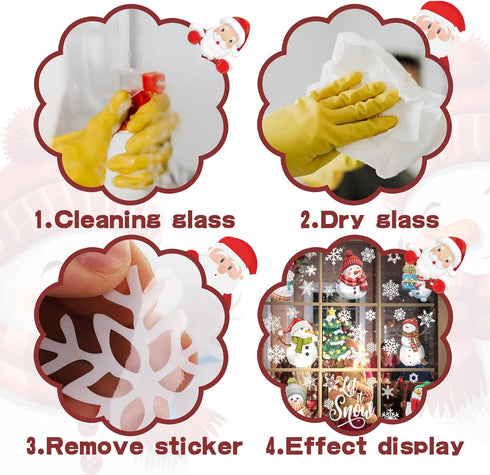 9 Sheet Christmas Window Clings Snowman Window Decals Christmas Snowflake Stickers Let it Snow Winter Window Glass Decor for Kids Christmas Holida...