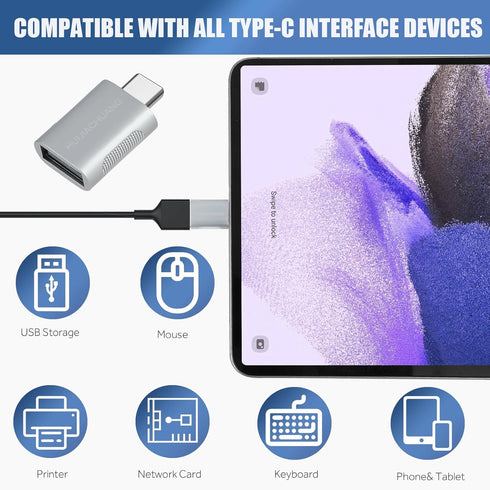 USB C to USB A OTG Adapter (2pcs Pack), USB C Male to USB 3.0 Female Adapter, High Speed Data Transfer, Fast Charging, Compatible with Macbook, La...