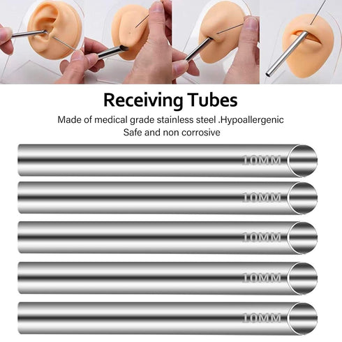 Piercing Needle Kit, Nose Piercing Needle, Holding Piercing Tool, Disposable Receiving Tubes Accessory for Nose (10mm)...
