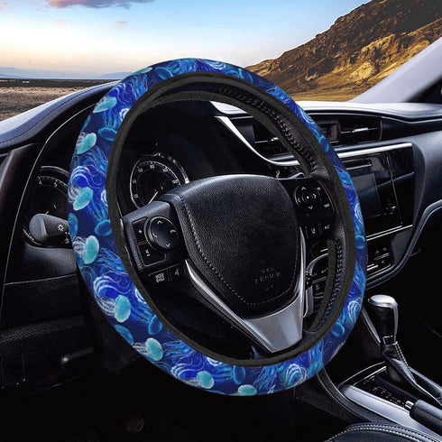 Ocean Blue Jellyfishes Steering Wheel Cover for Women, Girls 15 inch Universal Auto Car Anti Slip Wrap Steering Wheel Covers Fit for Vehicles, Tru...