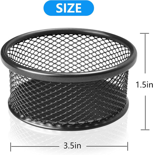 4 Pack Mesh Paper Clip Holder for Desk, Black Paperclip Holders Paper Clip Holders, Metal Paper Clip Dispenser Organizer for Desk, Binder Clip Hol...