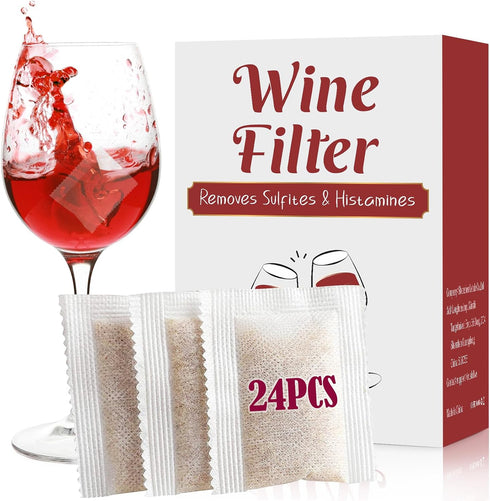 Wine Filter, 24 Pack Wine Filters for Histamines and Sulfite, Wine Sulfite and Histamine Remover, Prevent Wine Allergies & Headaches, Father’s Day...