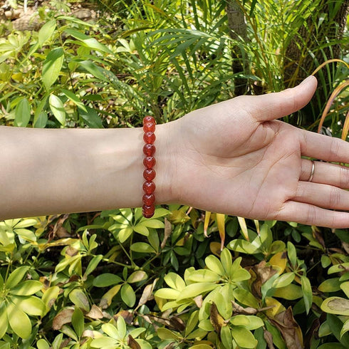 chengmu 8mm Red Agate Stretch Bracelet for Women Natural Round Beads Semi Gemstone for Crystal Elastic Beaded Bracelet 7.5"...