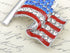 Alilang America USA Patriotic American Red White Blue Crystal Rhinestone Waving Flag Brooch Pin...