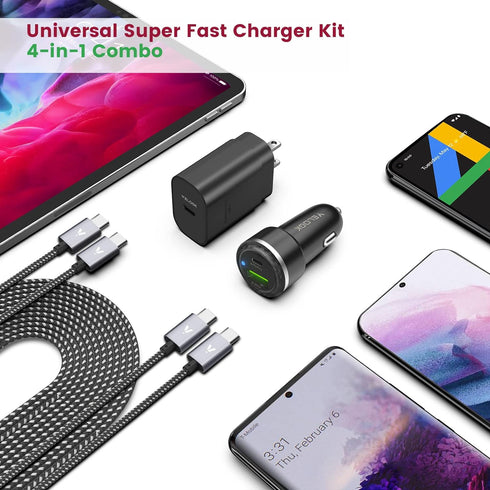 Super Fast Charger Type C Kit, VELOGK 25W PD PPS USB C Wall/Car Charger for Samsung Galaxy S25/S24/S23 Ultra/S23+/S23/S22/S21/S20/Plus/Note 20/A71...