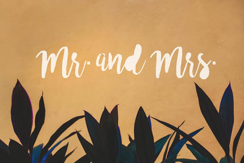 Mr and Mrs" Wedding Stencil 12.4" x 2.50" - Elegant Design for Signs, Pillows, and Plaques...