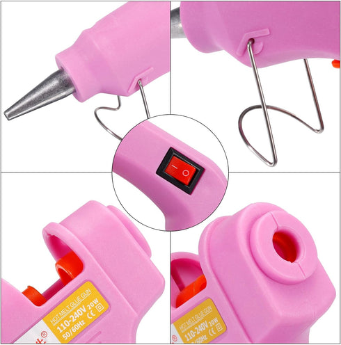 MECCANIXITY Mini Hot Glue Gun Kit with 30pcs Clear Hot Melt Glue Sticks 0.28" x 8"(7mm x 200mm) for Crafts DIY Arts Quick Repair, 20W Pink...
