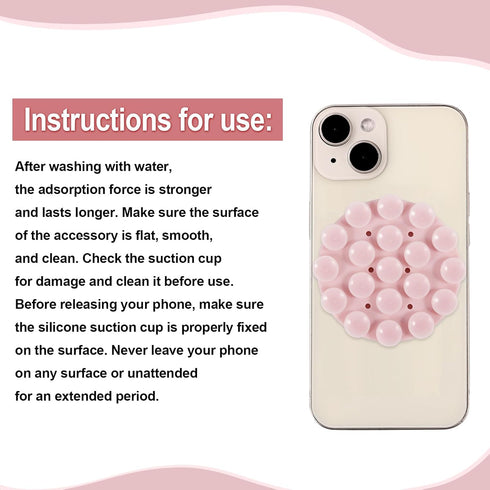 2pcs Double-Sided Phone Suction Mount, 2.76x0.33 Inch Round Silicone Suction Cup Phone Holder Multipurpose Suction Phone Case Adhesive for Mobile ...