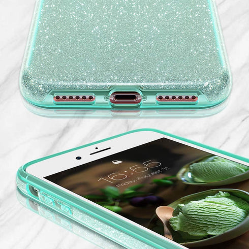 MATEPROX Compatible with iPhone Se 2022 case,iPhone SE 2020 case, iPhone 8 case,iPhone 7 Glitter Bling Sparkle Cute Girls Women Protective Case fo...