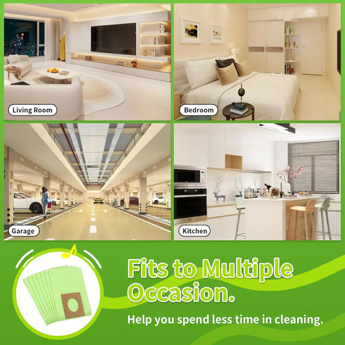 10 Pack Type Y Vacuum Dust Cleaner Bags Replacement to Hoover WindTunnel Upright Style Y, Z, YZ Paper Bags Replace Part 4010100Y Green...