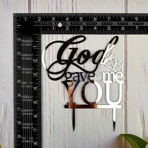 God Gave Me You Wedding Cake Topper for Wedding/Engagement/Marriage Party Decorations (Mirror Silvery Acrylic)...