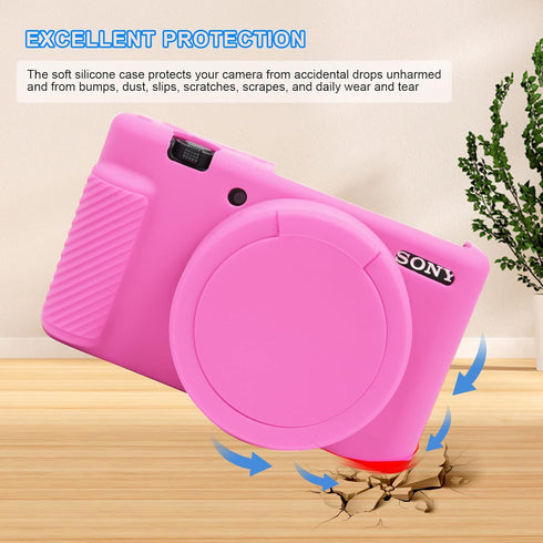 Camera Case for Sony ZV-1 Camera Removable Lens Cover,Anti-Scratch Silicone Soft Camera Case Compatible with Sony ZV-1 ZV1 Camera(Pink)...