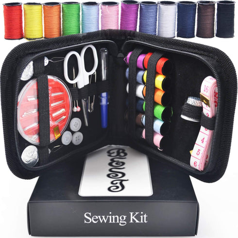 Best Sewing Kit Bundle with Scissors, Thimble, Thread, Needles, Tape Measure, Carrying Case and Accessories...