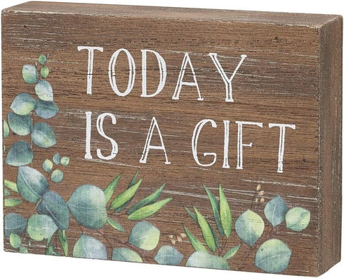 Inspirational Wood Grain Mini Block Sign, 4" (Today is a Gift)...