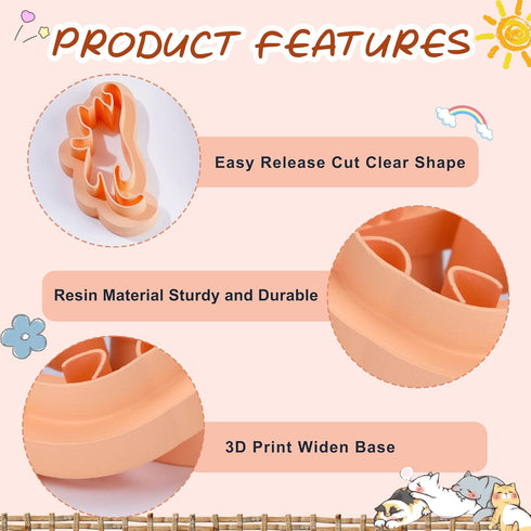 Puocaon Kittens Polymer Clay Cutters - 7 Shapes Clay Cutters for Polymer Clay Jewelry Making, Small Animal Shapes Clay Cutters for Earrings, Micro...