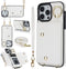 LUVI Compatible with iPhone 15 Pro Wallet Case with Card Holder Crossbody Neck Strap Lanyard Wrist Strap Purse for Women PU Leather Flip Case with...