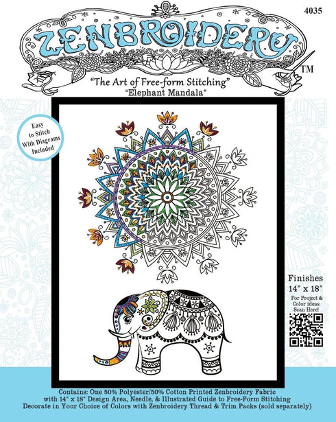 Design Works Crafts Elephant Mandala Zenbroidery Kit......