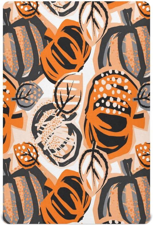 Thanksgiving Pumpkin Boys Girls Bassinet Sheets Autumn Fall Halloween Baby Cribs Sheets Play Sheets Playard Sheet Toddler Stretchy Bed Sheet for B...