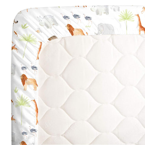 NoJo Watercolor Jungle Animals Crib Sheet - Fitted Crib Sheet...
