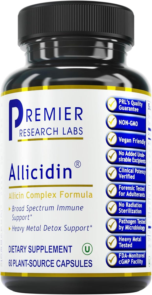 Premier Research Labs Allicidin - Garlic Allicin Supplement, Garlic Supplements, Garlic Pills, Allicin Extract, Garlic Extract, Odorless Garlic Ca...
