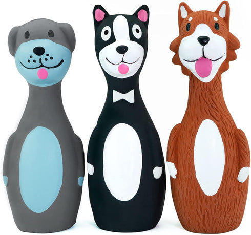 CHIWAVA 3 Pack 5.7 Inch Squeaky Latex Dog Toys Standing Stick Dog Dog Toy Puppy Fetch Interactive Play for Small Dogs...