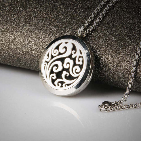 Aromatherapy Essential Oil Diffuser Necklace Cloud Pattern Stainless Steel Locket Pendant...
