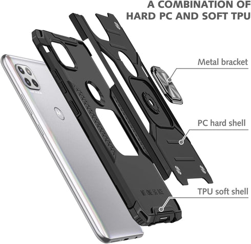 for Moto One 5G Ace Case Military Grade Built-in Kickstand Case with Stand Holster Armor Heavy Duty Shockproof Cover Protective Case for Motorola ...