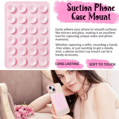 2 Pack Silicone Suction Phone Case Mount, Silicon Adhesive Suction Cup Phone Mount, Non Slip Sticky Phone Grip for CellPhone, Strong Grip Holder f...