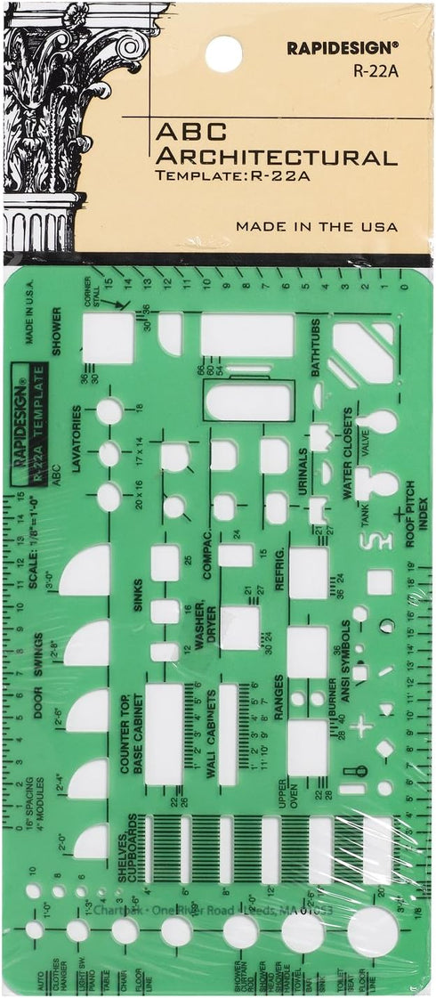 Rapidesign 1/8 Inch ABC Architect Drawing Template, 1 Each (R22A)...