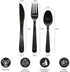 Party Essentials Individually Wrapped Black Plastic Cutlery Packets/Heavy Duty Silverware Kits, Fork/Spoon/Knife, 50 Sets...