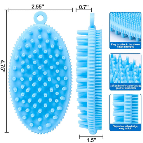ROPO Dog Shampoo Brush, Dog Bath Brush & Dogs Shower, Dog Hand Brush For Grooming, Dog Scrubber for Bath, Dog Wash Brush 2pcS (blue+pink)...
