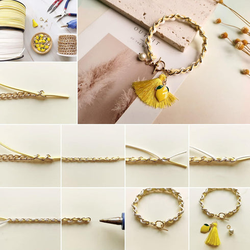 Pandahall 5M/5Yard Aluminum Curb Chain Link Light Gold Color Twisted Cross Necklace Finding Chains with Spool for Jewelry Making DIY Crafts Findin...