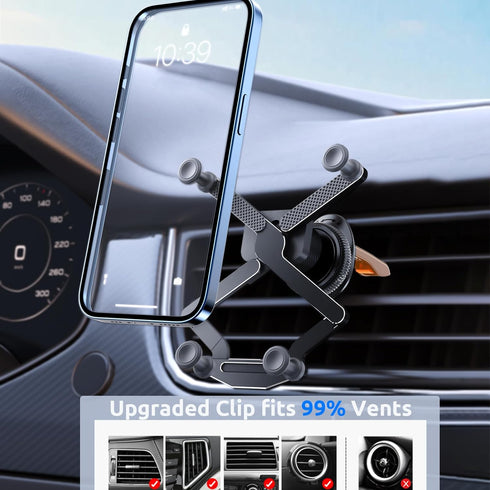 ELOHEI Cell Phone Car Holder, Upgraded Aluminum Alloy Car Holder for iPhone 15 Pro Max, 2023 Best Gravity Car Vent Phone Mount, Air Vent Phone Hol...