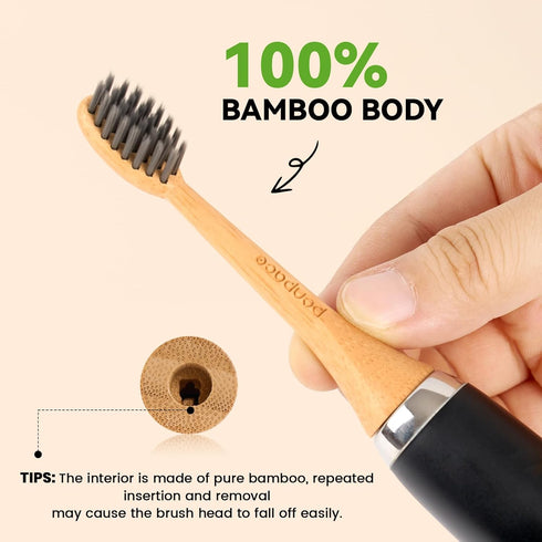 Bamboo Electric Toothbrush Replacement Heads Compatible with Philips Sonicare, Soft Charcoal Infused Bristles...