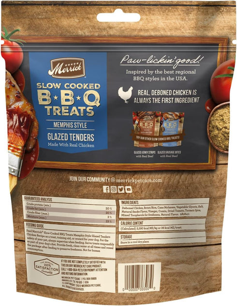 Merrick Soft Dog Treats, Slow Cooked BBQ Chicken Dog Treats, Memphis Style Glazed Tenders, Chicken Dog Chews - 10 oz. Pouch...