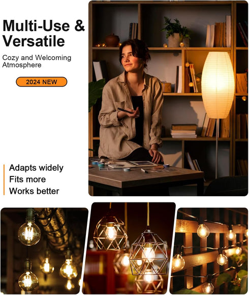 E26 Bulbs 60 watt G16.5 LED Light Globe Small Light Bulb, Warm White 2700K, Vintage Edison Bulb, Led Edison Bulb 6W for Celling Fan Vanity Light C...