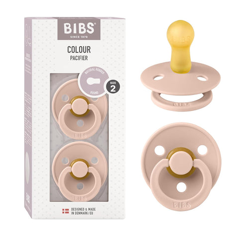 BIBS Pacifiers Colour Collection | Natural Rubber Baby Pacifier | Set of 2 BPA-Free Soothers | Made in Denmark | 6+ Months (Pack of 2) | Blush...