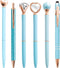 Fancy Pens for Women, 6 Pcs Blue Pens Ballpoint Pens Bulk, 1.0mm Medium Point Black Ink Pens for Note Taking, Cute Pens Smooth Writing Pens Gifts ...