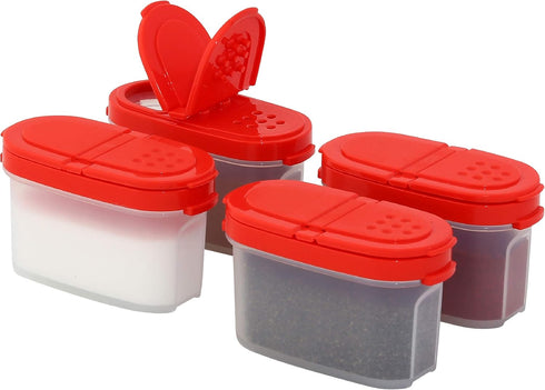 SIGNORA WARE Spice Jars with Lids - 4 oz Refillable Empty Airtight Spice/Seasoning Containers Set -2 in 1 Pour/Sift Shaker Lids Clear Plastic Spic...