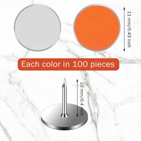 200 Pack White and Orange Reflective Tacks Trail Marking Tacks Glow Tacks Reflective Trail Markers Hunting Reflector Tacks Mark Trail Reflective T...