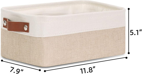 DULLEMELO Small Storage Basket for Organizing, Collapsible Fabric Basket for Shelves, Closets, Laundry, Nursery, Decorative Basket for Gifts Empty...