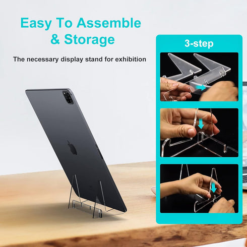Assemble Acrylic Book Stand,4PC Clear Acrylic Display Easel for Displaying Pictures,Books,Music Sheets,Notebooks, Artworks, CDs, etc....