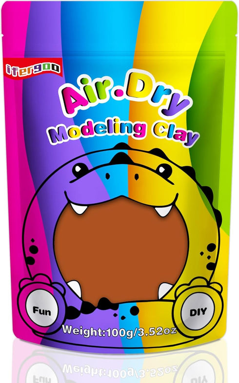 iFergoo Brown Air Dry Clay, DIY Creative Modeling Clay for Kids, Super Light Magic Clay for Kids Age 3-12, Safe & Non-Toxic, Molding Clay for Scul...