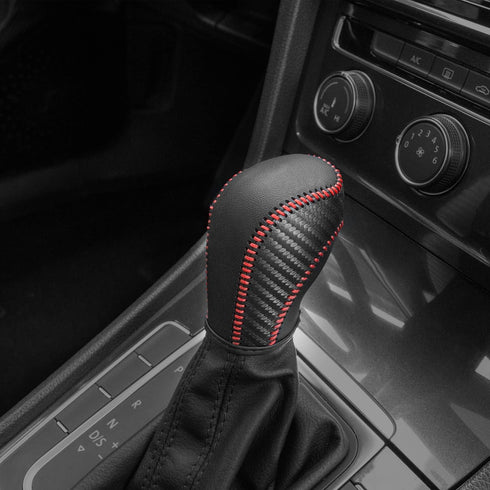 JIECHEN Auto Car Leather Gear Shift Knob Cover for Golf Jetta Passat Tiguan Atlas Beetle GLI Eos CC Golf TDI E-Golf Golf Sportwagen Jetta Hybrid G...